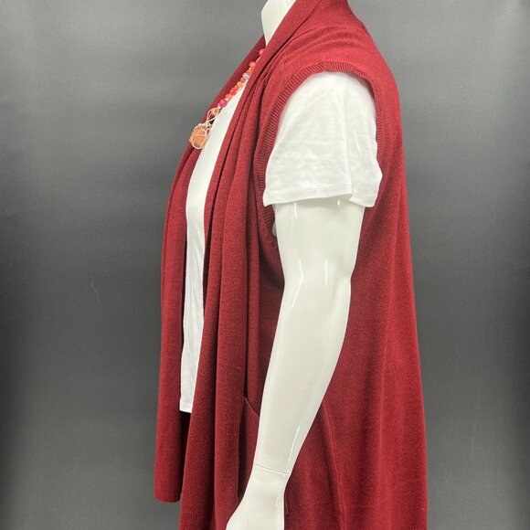 CW Classics Maroon Open-Front Sweater Vest – Size 2X - Picture 1 of 6